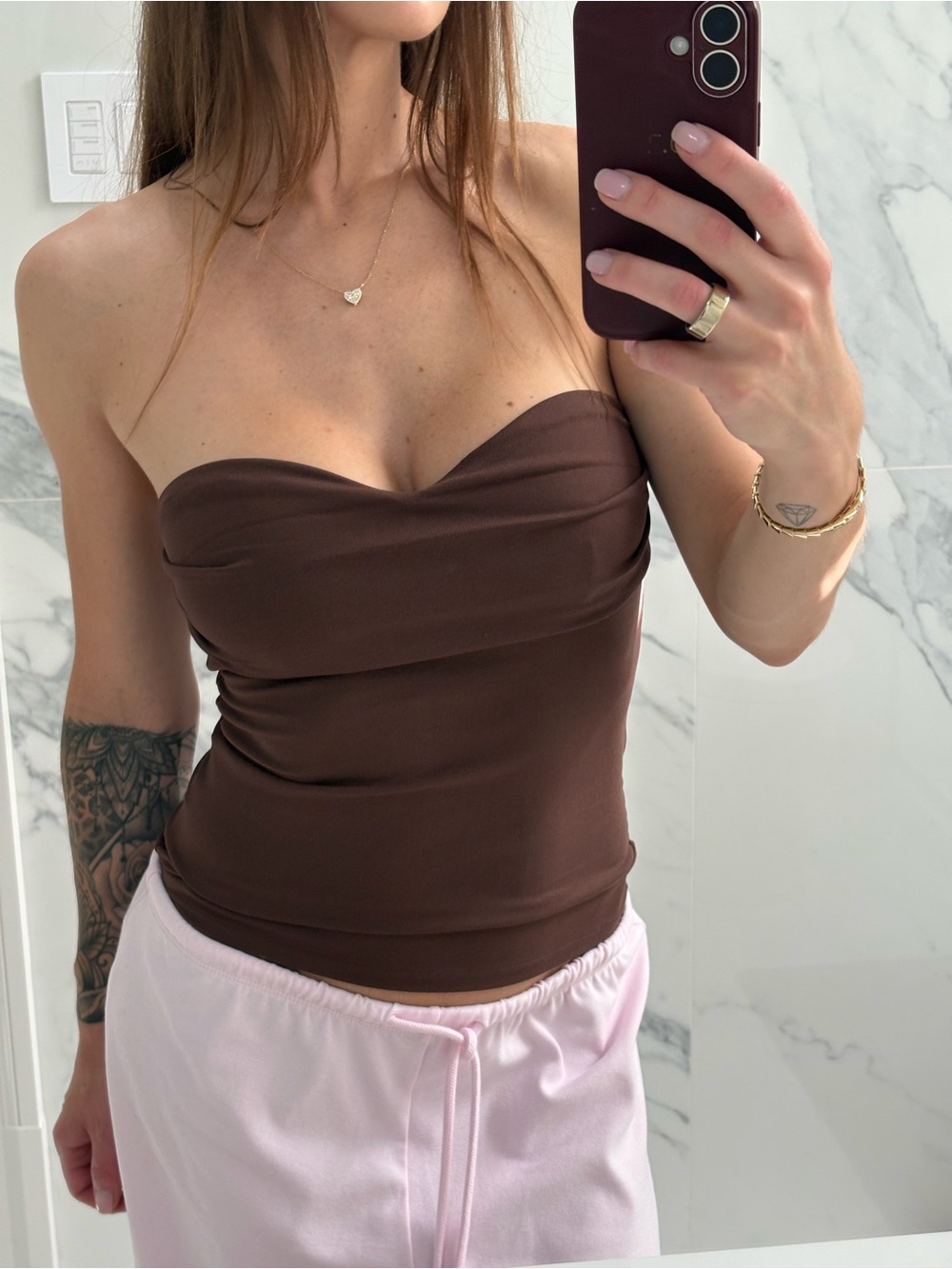 Zara Strapless Sweetheart Camisole - Brown